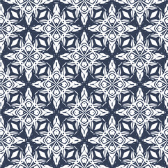 Seamless damask pattern on blue background.
