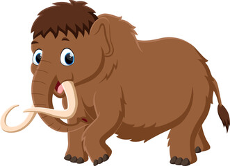 Cartoon baby mammoth isolated on white background