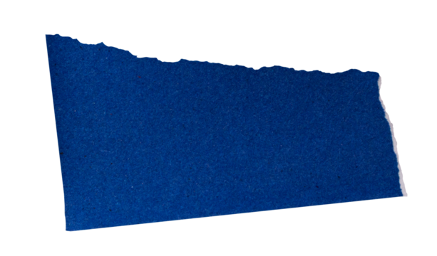 Blue torn paper piece on transparent background. Png paper.