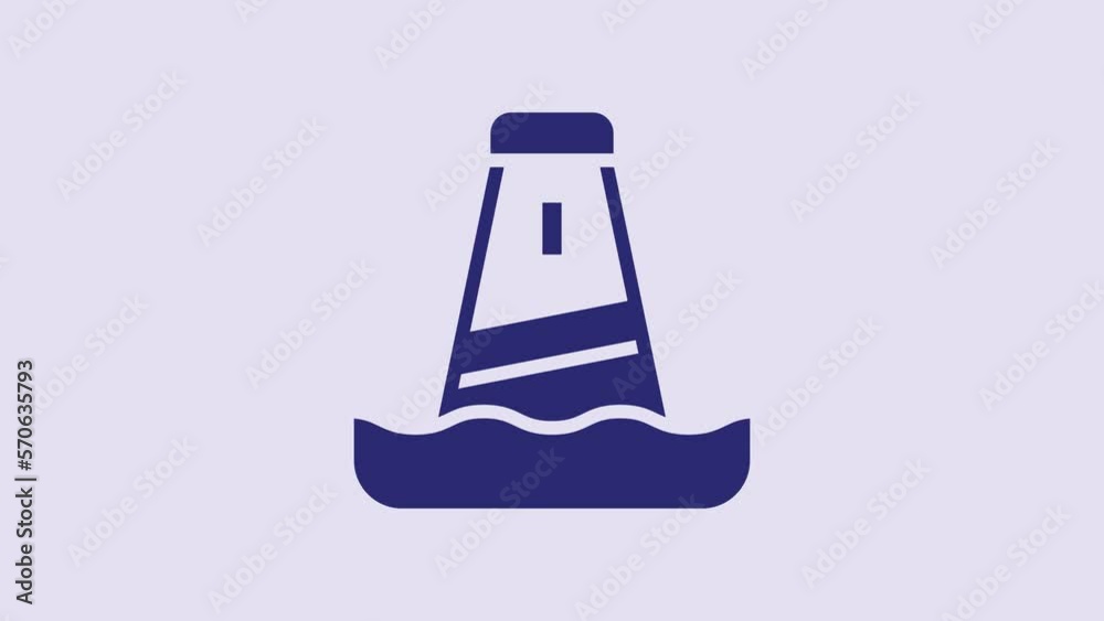 Wall mural blue lighthouse icon isolated on purple background. 4k video motion graphic animation