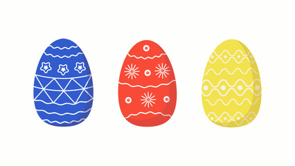 Easter. Painted Easter eggs. Set.  Holiday decor. Vector illustration, flat style, card design.
