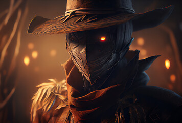 creepy Halloween scarecrow, generative ai