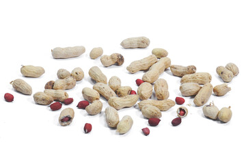 Peanut beans and some shelled peanut grains
