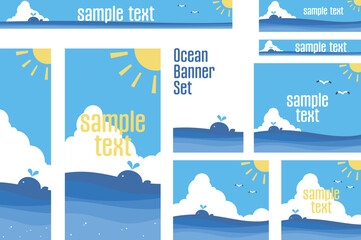 Naklejka premium バナーセット_海とくじら