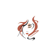 woman logo abstract fashion design illustration face vector element