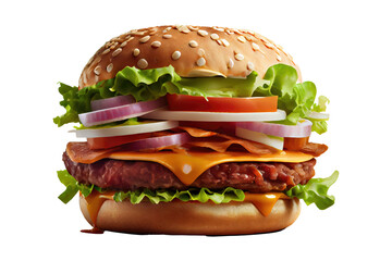 Close up hamburger on  transparent background.Ai generated	