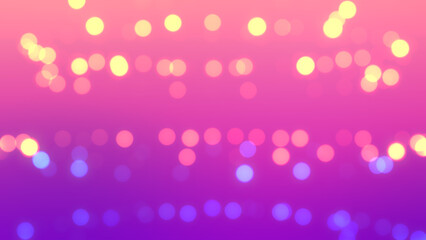 Abstract pink and orange bokeh circles. Beautiful illustration background with gold particles.