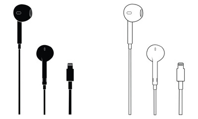 earphones hand drawn outline sketch vector illustration