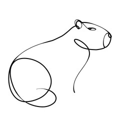 cute capybara line art illustration