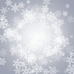 White Snowfall Vector Gray Background. Holiday