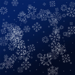 Silver Snow Vector Blue Background. Fantasy
