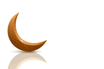 Naklejka na ściany i meble Islamic ramadan kareem display background with 3d rendering of arabian crescent moon. Ramadhan mubarak, isra miraj and eid al fitr concept Eid al adha bakra Eid isolated white background 