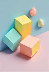 Creative 3D object with colorful memo papers on two tone pastel background.