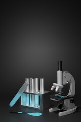 microscope with test tubes for science class 3d rendering 