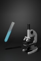 microscope with test tubes for science class 3d rendering 
