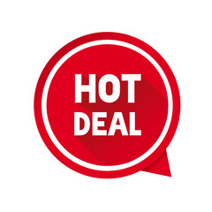 Hot deal banner speech bubble icon. Flat promotion banner, price tag, hot deal, sale, offer, price, promotion, discount vector illustration.