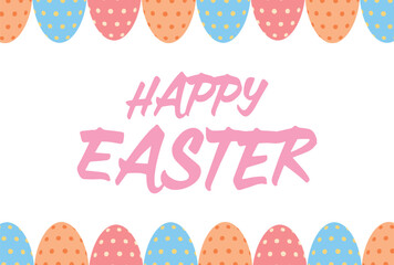 HAPPY EASTERの文字と柄つきタマゴを並べたフレームの素材