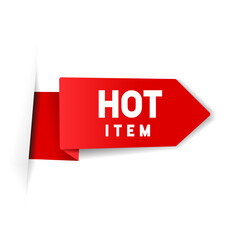 Hot item Modern banner vector. Web element design. Hot product label.