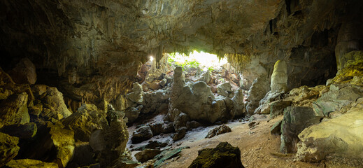 Sunbeam in cave,thailand stock photo