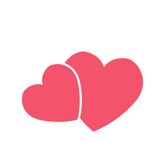 two pink heart illustration. design for valentine's day. Collection of Love Heart Symbol Icons . Love Illustration Set with Solid and Outline Vector Hearts