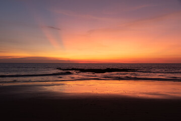 Fototapeta na wymiar Beautiful sunset sky at Natai beach, Phang-Nga