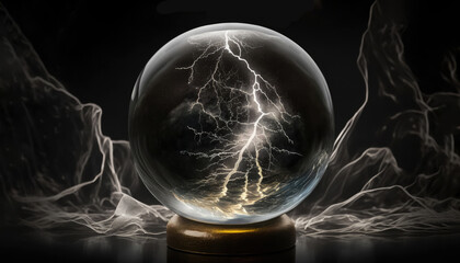 crystal ball with lightning inside.element.environment. Generative AI