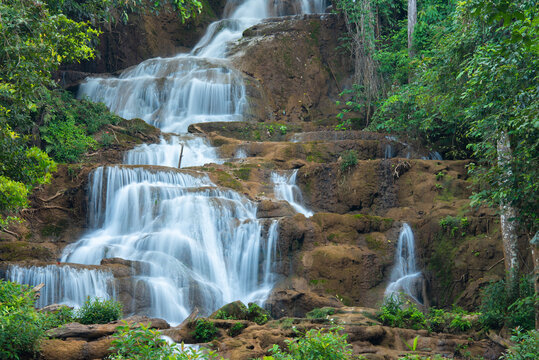 Jungle and waterfall stock photo