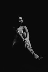 Fototapeta na wymiar sexy black and white photos of a girl silhouette