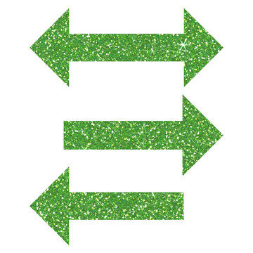 Green arrow glitter icon on transparent background. Design for decorating,background, wallpaper, illustration.