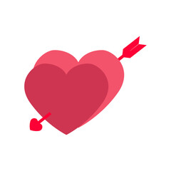 pink heart illustration. design for valentine's day. Collection of Love Heart Symbol Icons . Love Illustration Set with Solid and Outline Vector Hearts