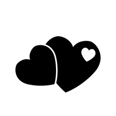black heart illustration. design for valentine's day. Collection of Love Heart Symbol Icons . Love Illustration Set with Solid and Outline Vector Hearts