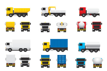 Vector of truck set isolated on white background.