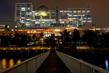 Night view of the Fuji Television Network, Inc.Tokyo Japan