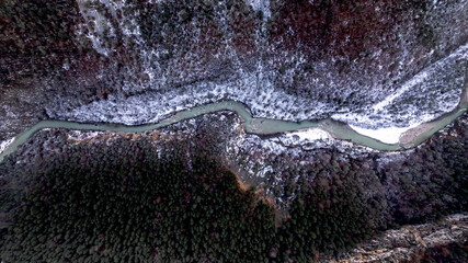 Aerial view of the Clues d'aiglun during the winter in the Esteron Valley in Alpes Maritimes France