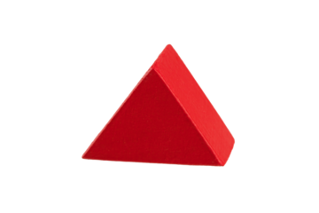 geometric figures made of wood, painted and stacked on a table, isolated