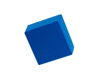 geometric figures made of wood, painted and stacked on a table, isolated