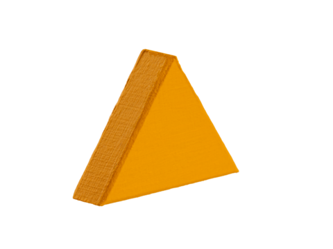 geometric figures made of wood, painted and stacked on a table, isolated