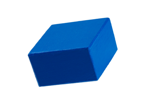 geometric figures made of wood, painted and stacked on a table, isolated