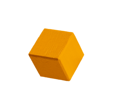 geometric figures made of wood, painted and stacked on a table, isolated