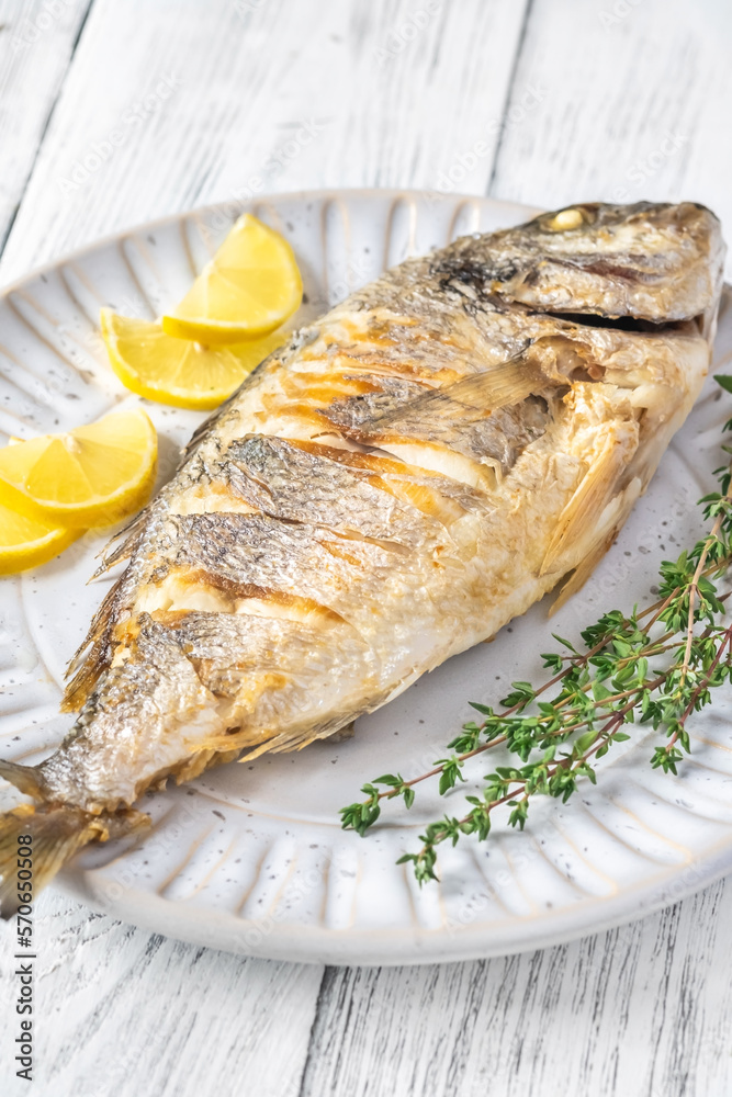 Sticker mediterranean baked sea bream