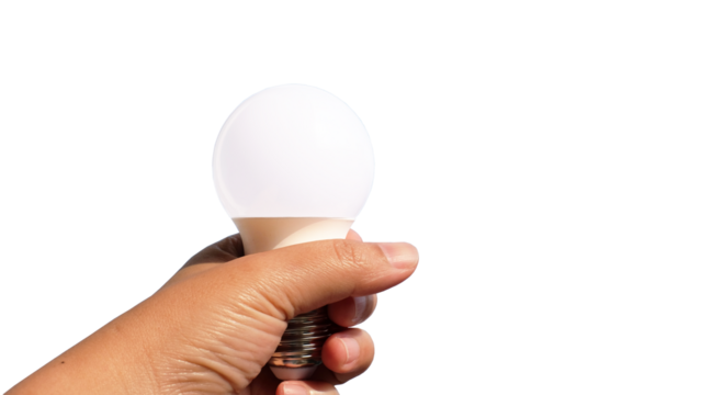 hand holding light isolated