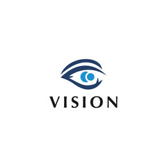 Vision logo concept. Flat line eye icon design template.