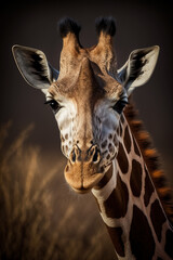 Obraz premium Giraffe Close-up portrait, Generative AI