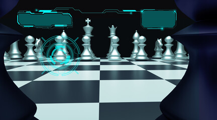 Digital chess board strategy concept idea tech finance game