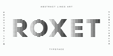 Alphabet Fonts with Abstract Line Pattern Isolated On White Background