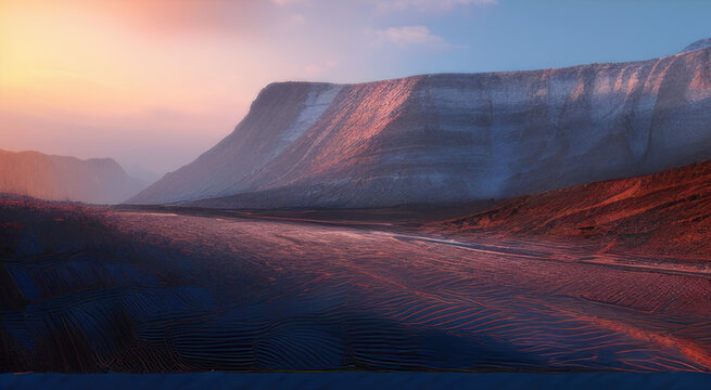 Grand canyon sunrise, icy mountains, 4k colorful.