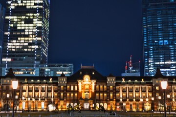 Obraz premium 東京駅夜景