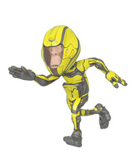 chimpanzee astronaut is running fast