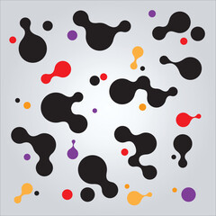 Abstract metaball pattern black yellow red purple on white background. Vector illustration. 
