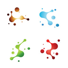 Set of 4 colours abstract metaball pattern brown blue green red purple on gradient background. Vector illustration. 